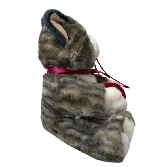 MTY INTL Adorable Plush Sitting Tabby Cat Toy With Red Bow Yarn Ball Soft Gift - Picture 5 of 6